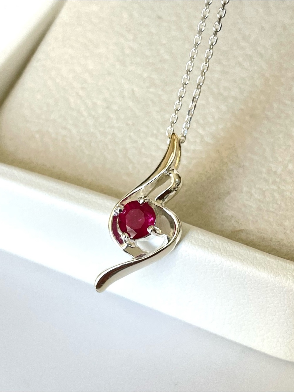 Natural Ruby pendant necklace in 925 Sterling Silver, Everday wear, gift for her
